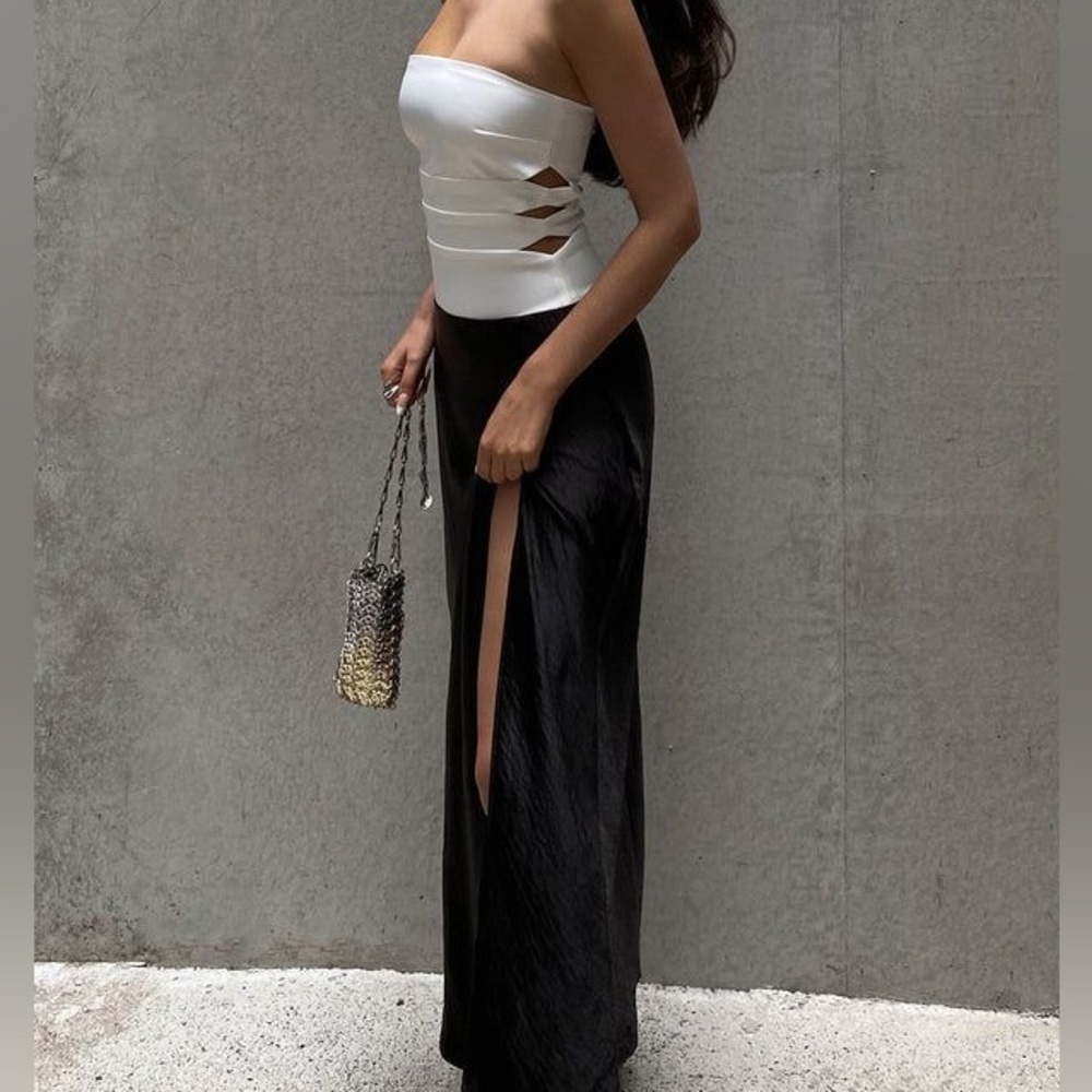 Meshki | Brooklyn Two Tone Strapless Maxi Dress - Black